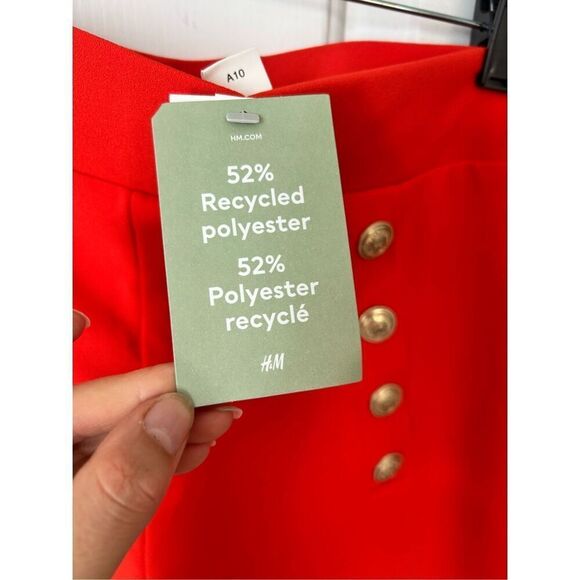 H&M red/orange pants size small high waisted with buttons shorts NWT - Picture 6 of 6